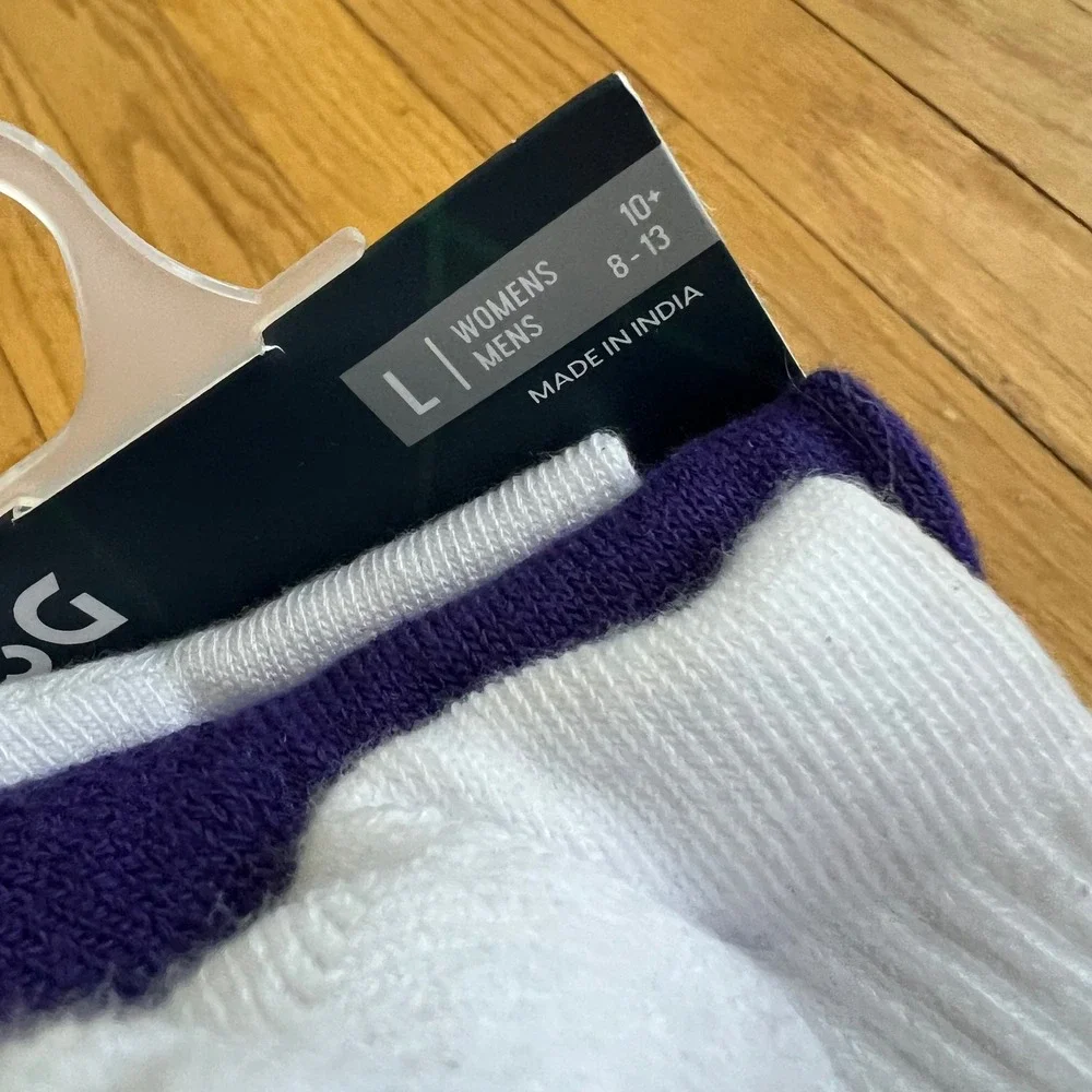 DSG Socks Crew 3PK (12 Total) Unisex Size Large White Stripe NEW